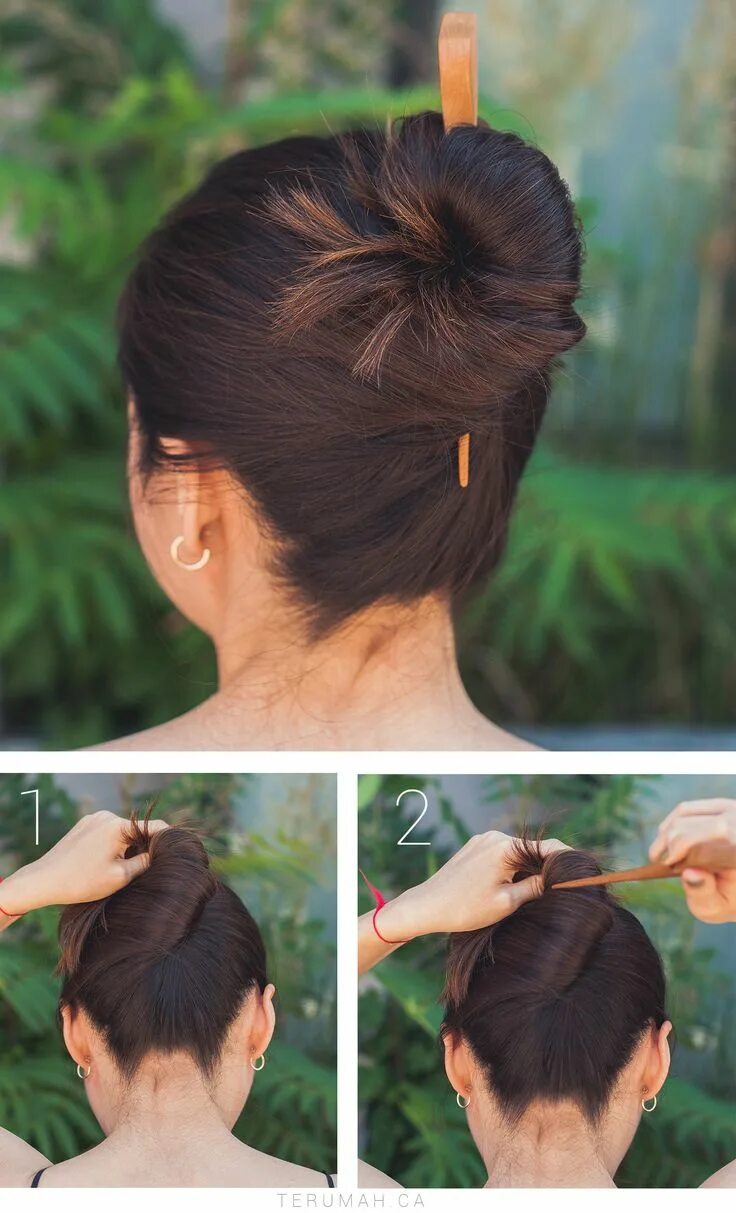 Прически на средние волосы с палочками 3 Easy Updos x SAYA Hair Stick - Zanniee Hairstick hairstyles, Medium hair style