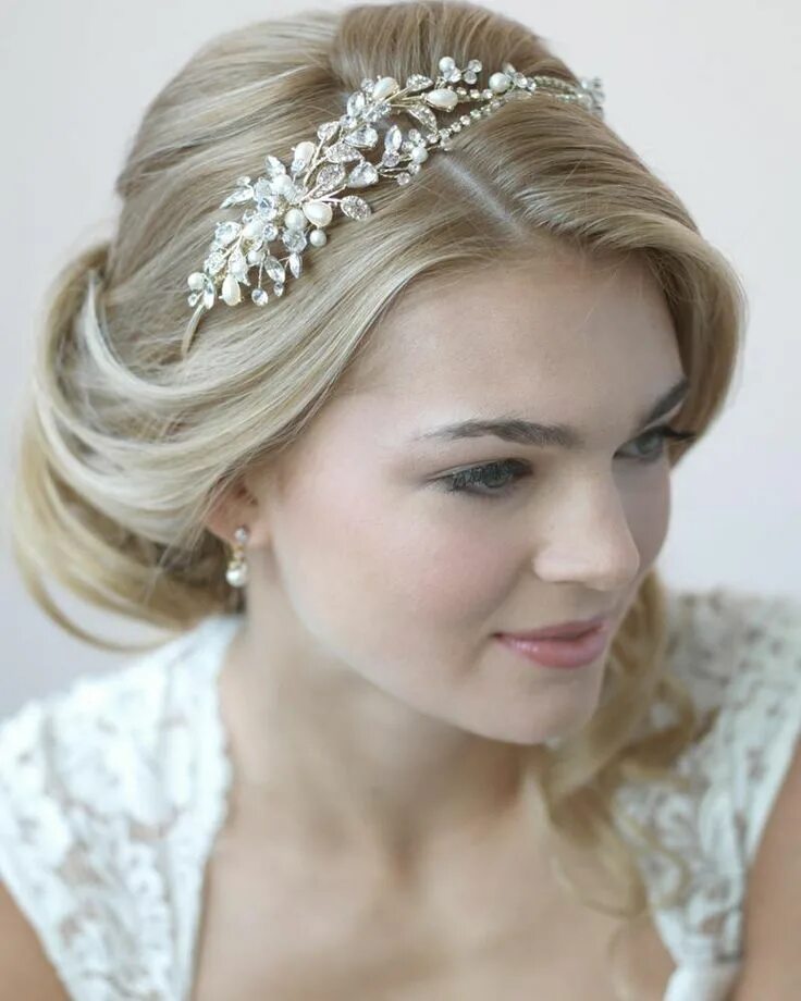 Прически на средние волосы с украшениями Ivy Pearl & Crystal Bridal Headband Crystal bridal headband, Gold bridal headban