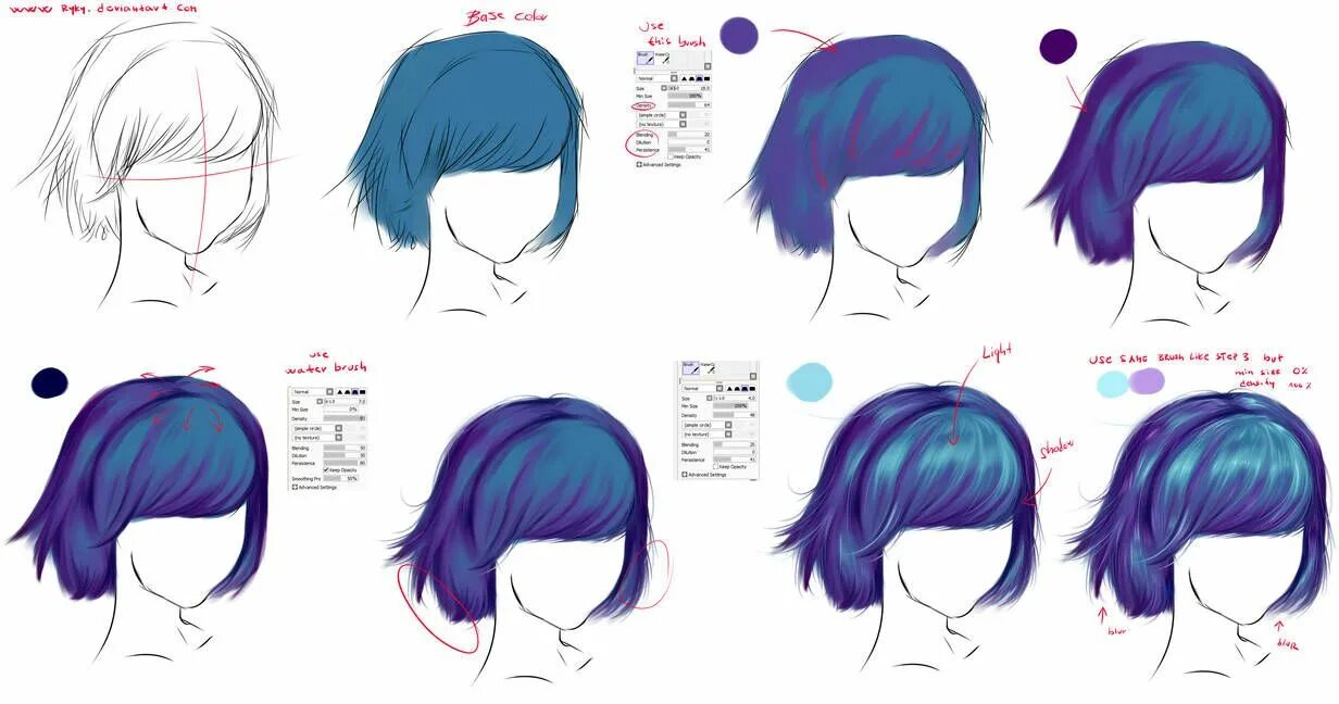 Прически на средние волосы туториал How to draw - hair by ryky on DeviantArt How to draw hair, Digital painting tuto