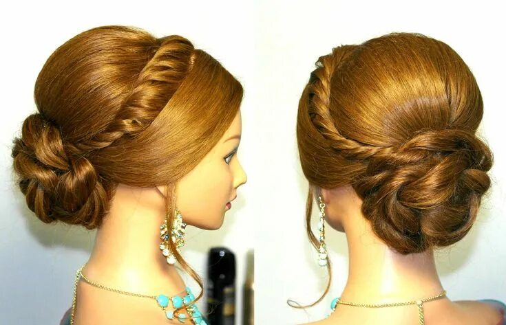 Прически на средние волосы видео Wedding prom updo, hairstyles for long hair. Свадебная прическа, прическа на вып