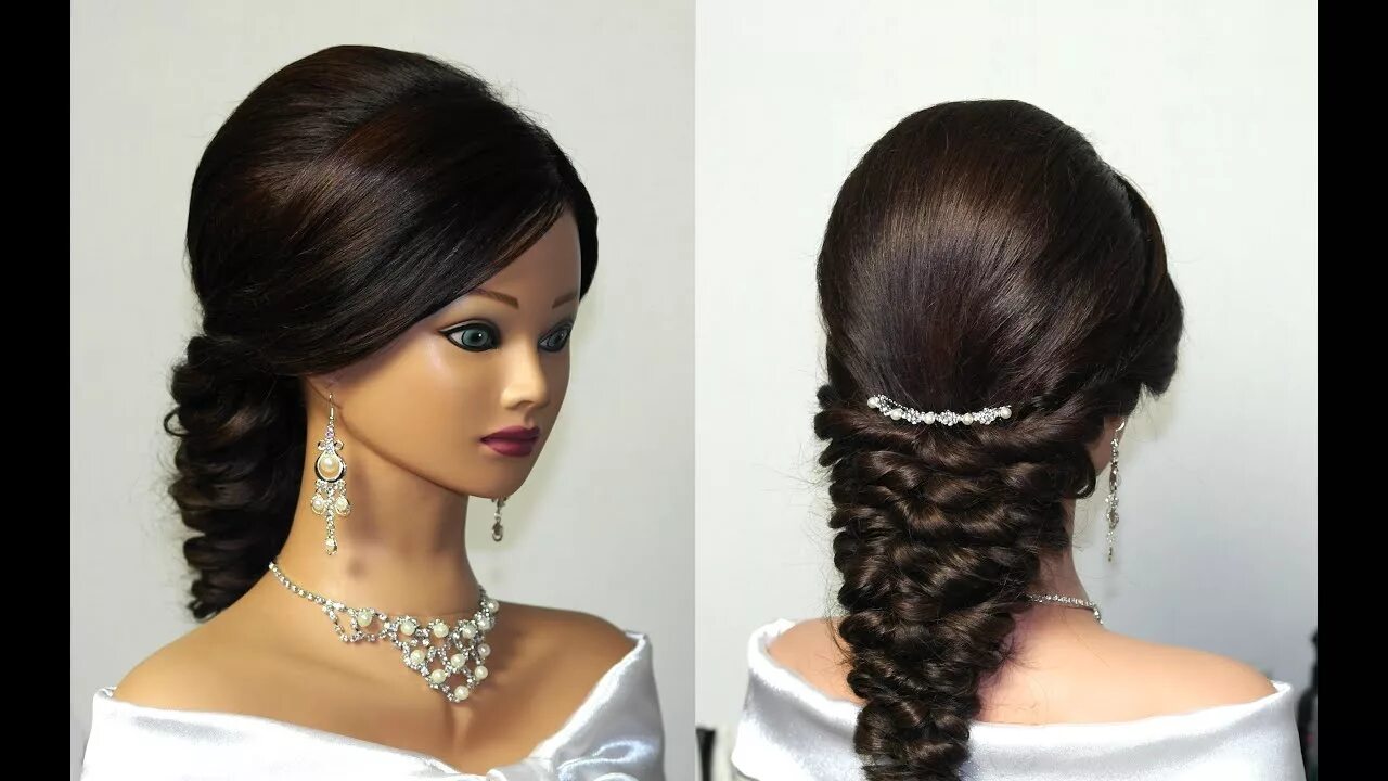 Прически на средние волосы видео Wedding prom mermaid hairstyle for long hair. - YouTube