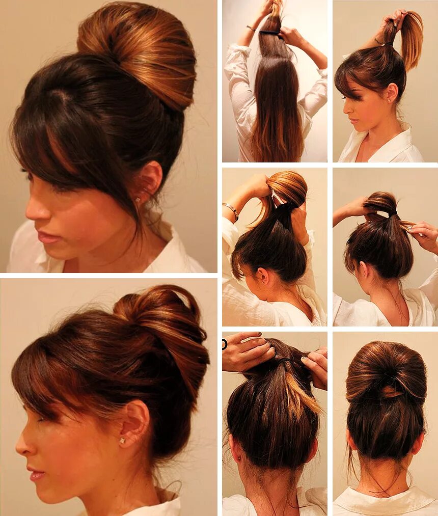 DIY messy braided bun Peinado y maquillaje, Peinados sencillos, Peinados