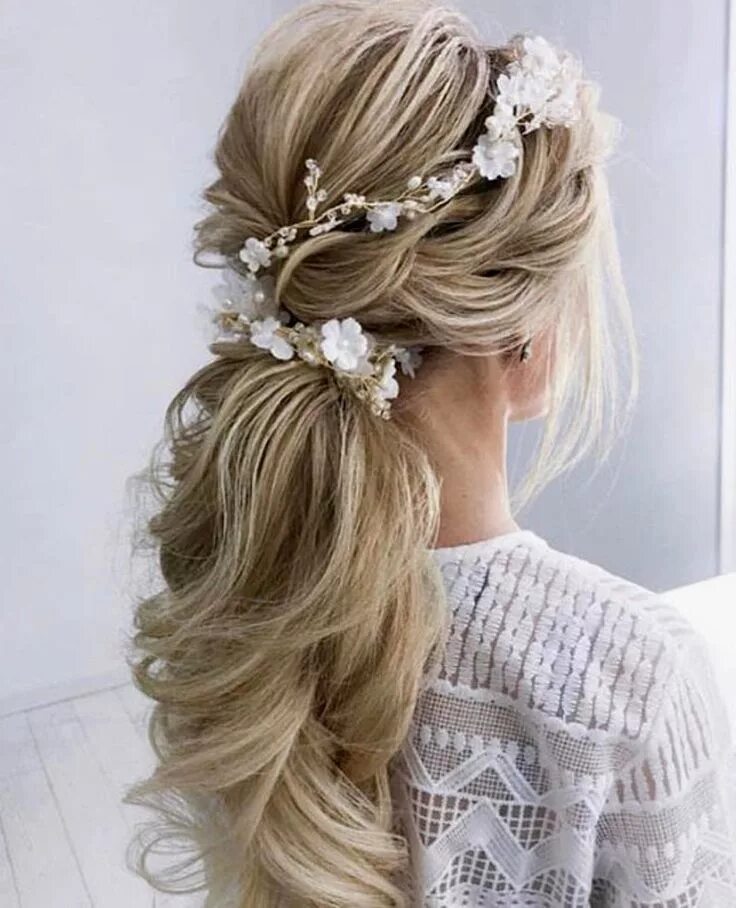 Прически на свадьбу 2024 длинные волосы Flower and Pearl Hair Vine Extra Long Hair Vine Bridal Hair Vine Wedding Hair Vi