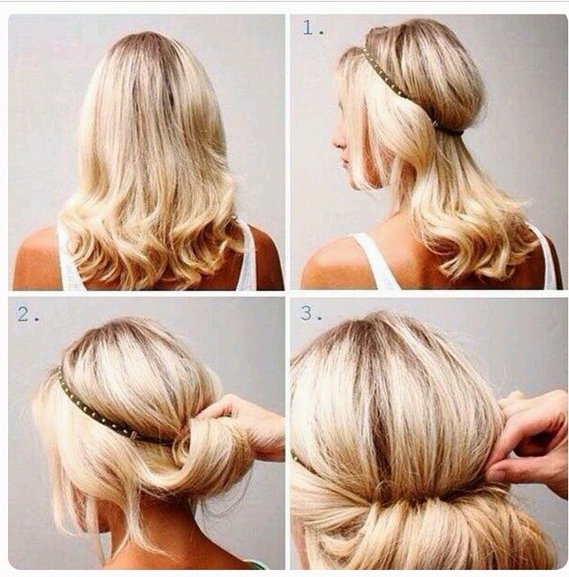 Прически на тонкие волосы своими руками This could be Wedding hair, with a dressier headpiece 3 Headband hairstyles, Med