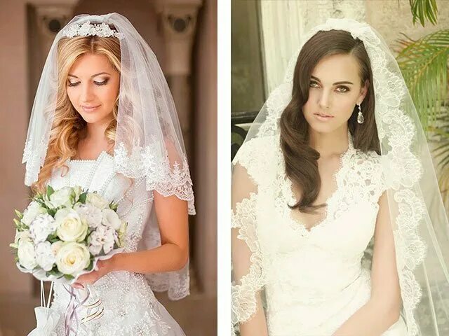 Прически на венчание на средние волосы Beautiful wedding hairstyles with veil