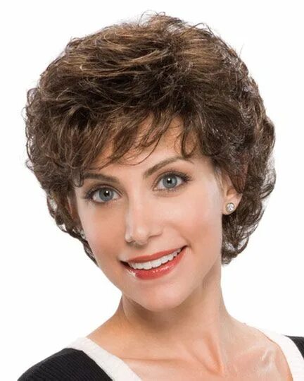 Прически на вьющиеся волосы для полных женщин Tony of Beverly Wigs Roxy Short hair haircuts, Thick hair styles, Curly bob hair