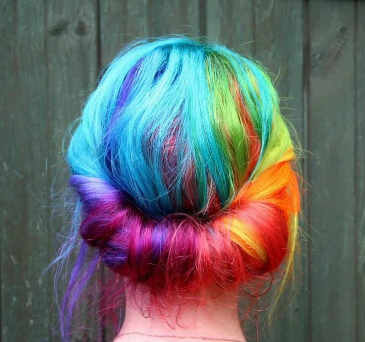 Прически на яркие волосы Pin on Emo Rainbow hair color, Blue ombre hair, Ombre hair color