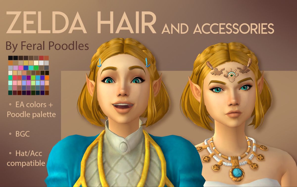 Прически нова Zelda Hair and Accessories (Early Access) Feral Poodles in 2023 Sims hair, Elven