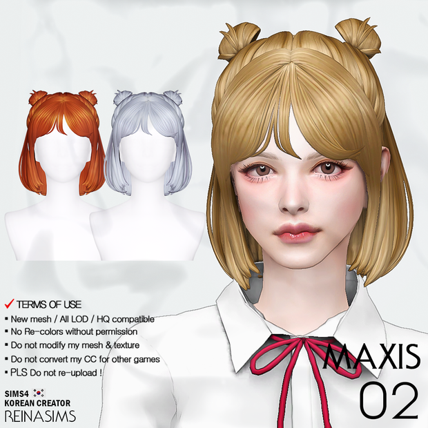 Прически нова REINA_TS4_MAXIS_HAIR_02 Reina Sims hair, Sims 4 characters, Sims mods