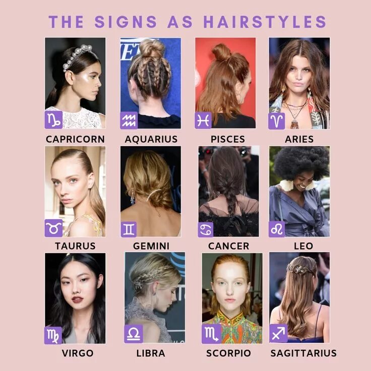 Прически по временам года How to Style Your Hair According to Your Horoscope Hairstyle zodiac, Hairstyles 