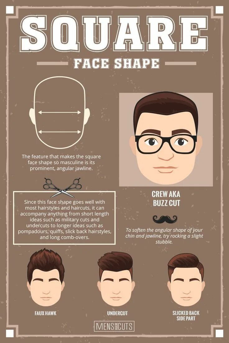 Прически под форму лица овал мужские Find The Best Haircut For Your Face Shape Haircut for square face, Square face h