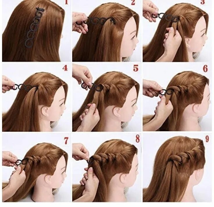 Прически помощью Tresses en cascade Hair braiding tool, Diy hairstyles, French twist hair