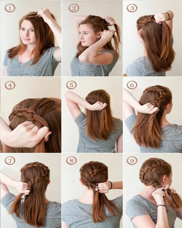 Прически пошагово сама себе фото Hairstyles with easy step-by-step braids and stylish tumblr, 2019 Örgülü saç, Ço