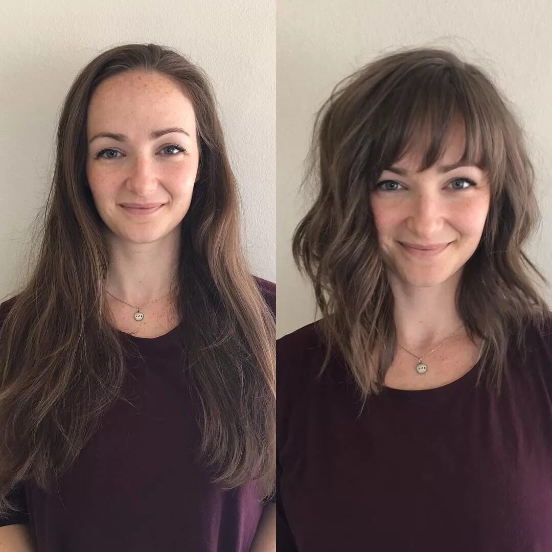 Прически после длинных волос Maybe our favorite before and after ever. #beforeandafter #transformation #hairc