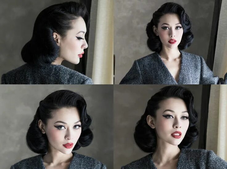 Прически ретро на средние Pin on wd Bridal hair, Retro hairstyles, Rockabilly hair