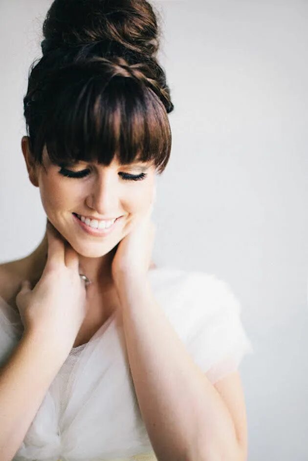 Прически с челкой женские вечерние Brides with Bangs; Wedding Hair Inspiration Bridal Musings Wedding hair inspirat