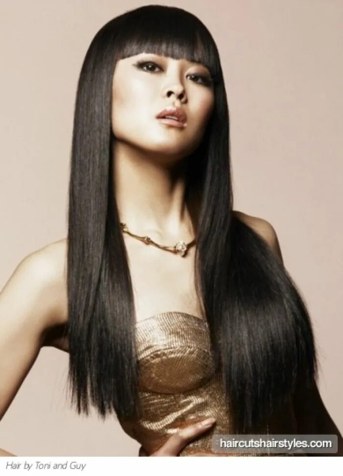 Прически с длинной прямой челкой Super Sleek Long Hair Style Others Long hair with bangs, Long hair styles, Edgy 