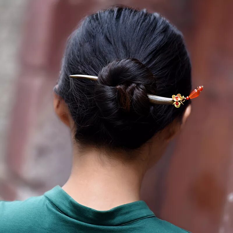 Прически с длинной шпилькой ethnic hairpin for women sanders wood sticks charm copper flower red carnelian d