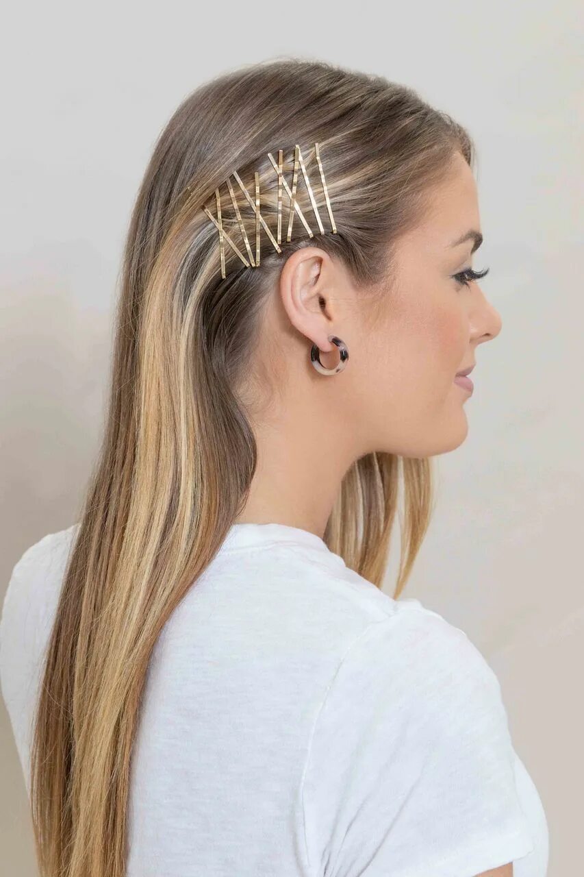 Прически с длинной заколкой Golden Bobby Pin Set Penteados com grampos, Penteados, Cabelo com trança