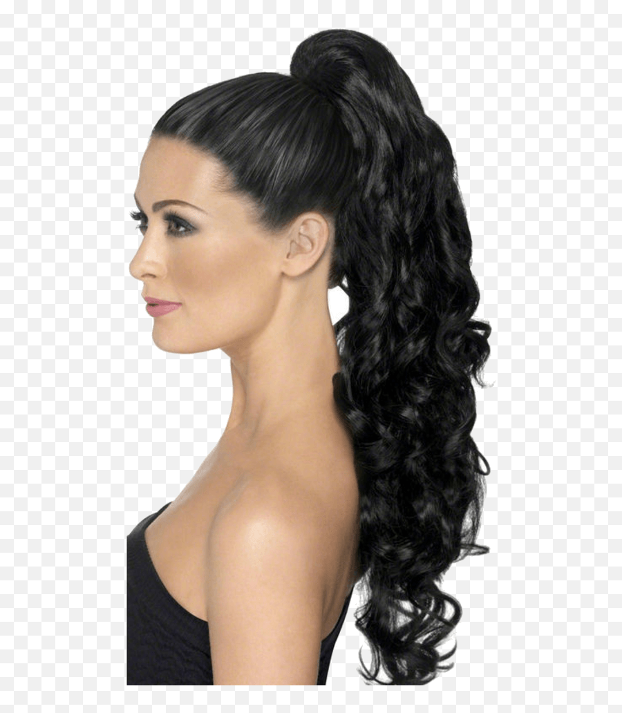 Прически с длинным шиньоном Clip - On Ponytail Curly Black Peinado Cola De Caballo Con Chinos Png,Ponytail P