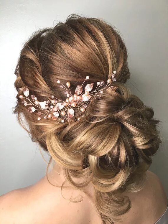 Прически с гребешком на средние волосы Rose Gold Hair Comb Bridal Hair Comb Wedding Hair Piece Etsy Gold hair piece, Go