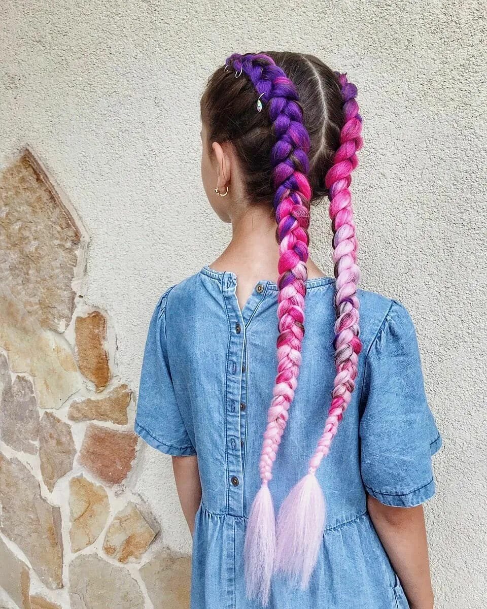 Прически с канекалоном в школу Pin on Kanekalon braids Colorful synthetic braids hairdo