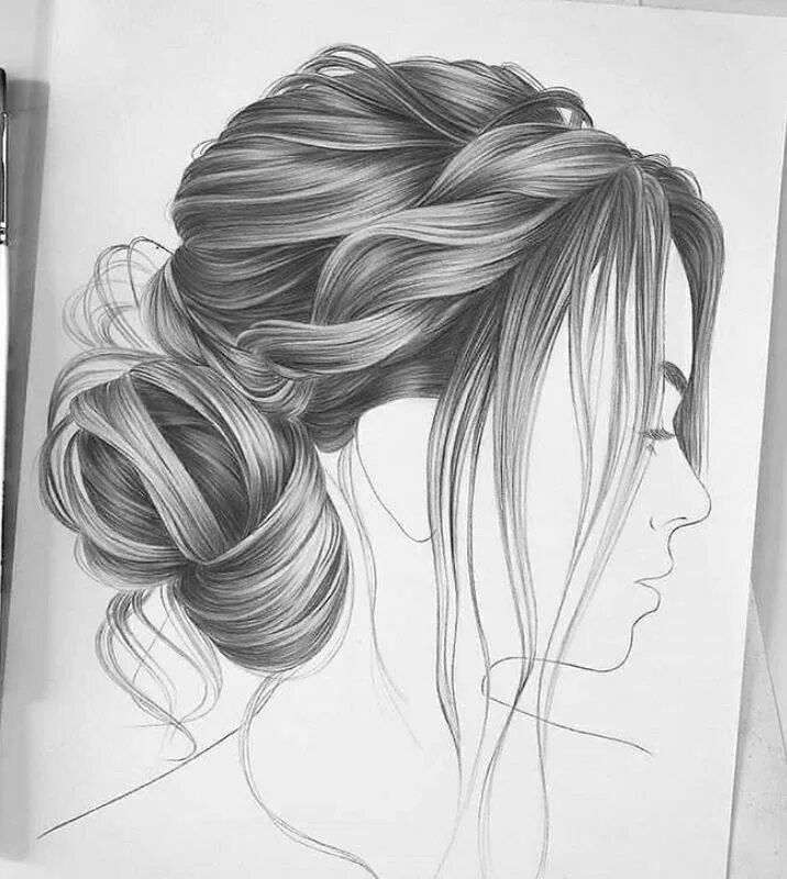 Прически с карандашом на длинные волосы Pin by Denise Warner on Art Hair sketch, Art sketches pencil, Pencil art drawing