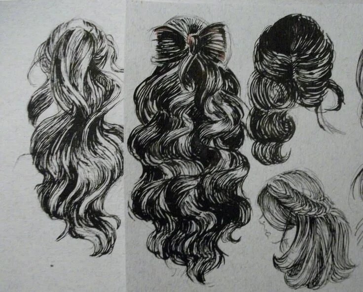 Прически с карандашом на длинные волосы Pinterest Hair sketch, Hair styles, How to draw hair