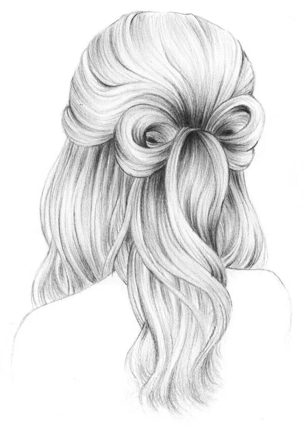 Прически с карандашом на длинные волосы 365c (2) by Maelle Rajoelisolo, via Behance Realistic hair drawing, How to draw 