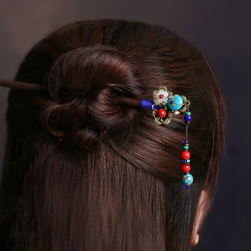 Прически с китайской шпилькой на длинные волосы Women Chinese Hairpin Upscale Wood Hair Sticks Handmade Vintage Crystal Hairgrip