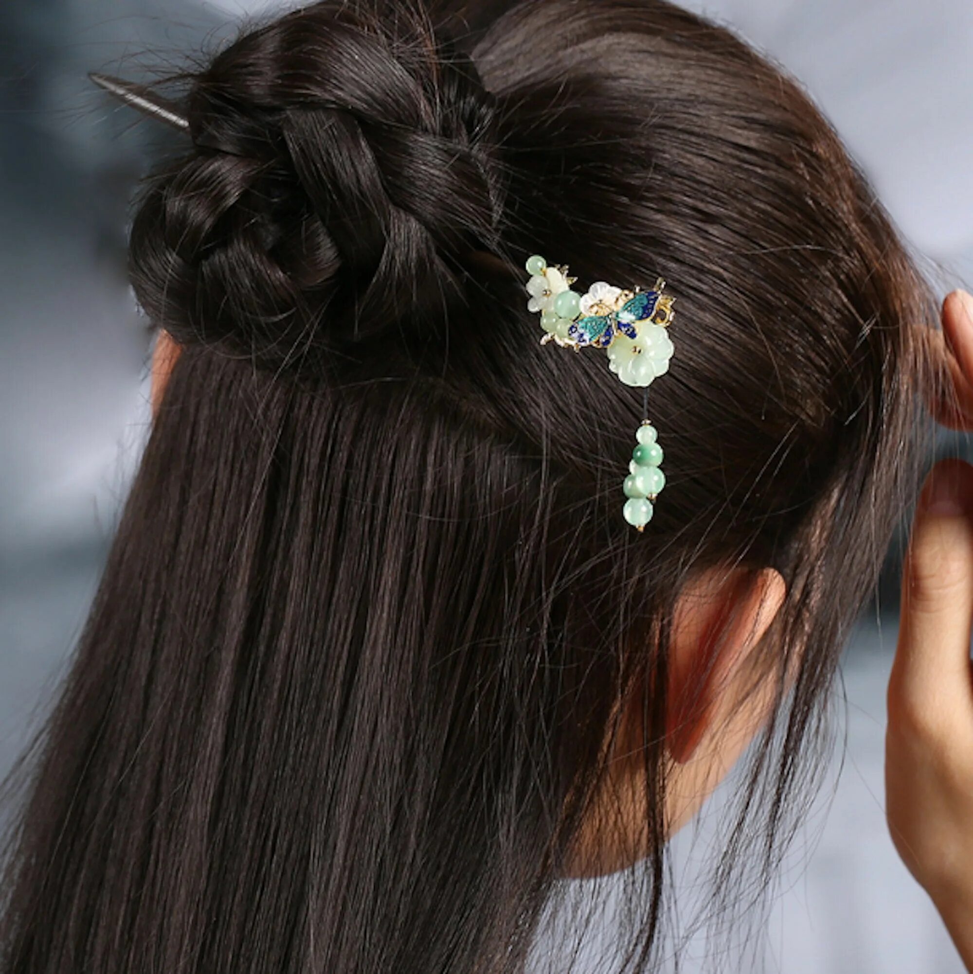 Прически с китайской шпилькой на средние волосы Green Tassel Flower Cherry Blossom Chinese Hair Pin Hair Stick - Etsy Canada Tra