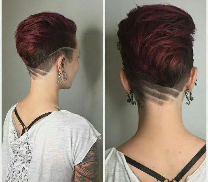 Прически с короткими висками и затылком Pin on 10.Haartattoos Shaved hair designs, Short hair styles pixie, Dyed hair