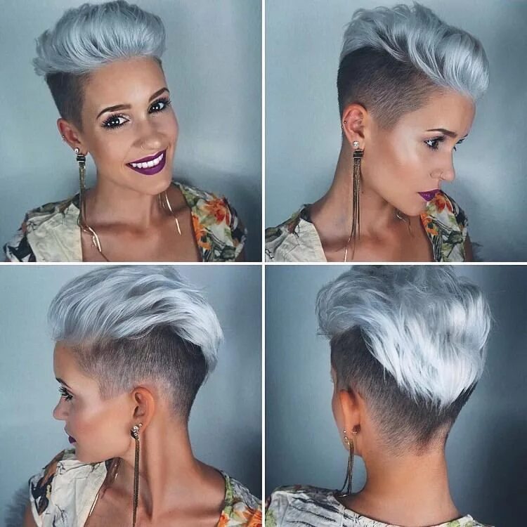 Прически с короткими висками женские coupe mohawk femme nuances argentées #hair #hairstyles Irokesenschnitt, Schöne f