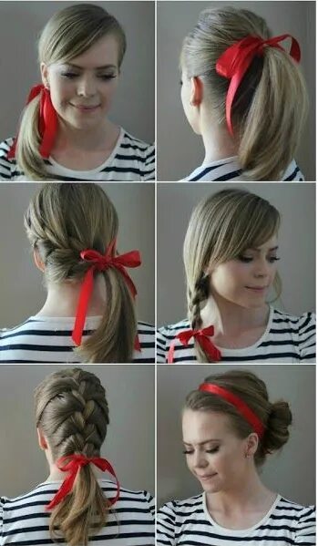 Прически с лентами на короткие волосы Crear Peinados con una Cinta en el Pelo Peinados, Peinados poco cabello, Peinado