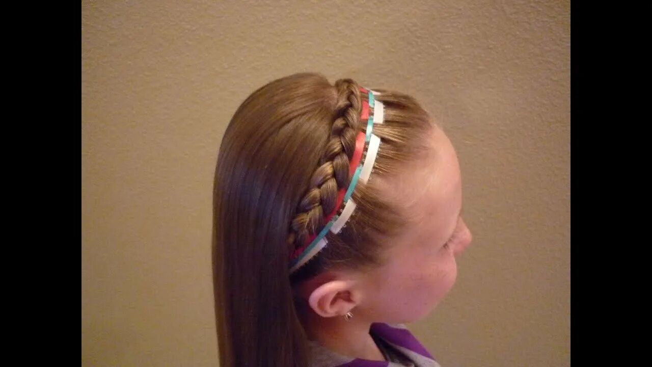 Прически с лентами в волосах French Braid Headband Ribbon, 4th Of July Hairstyle - YouTube