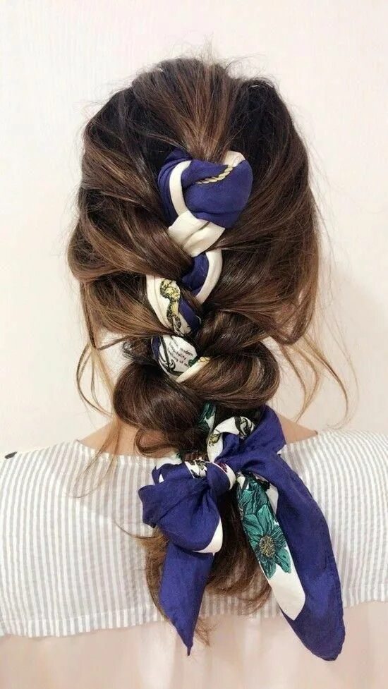 Прически с лентой на средние how to tie a scarf on braided hair Cheap - OFF 67