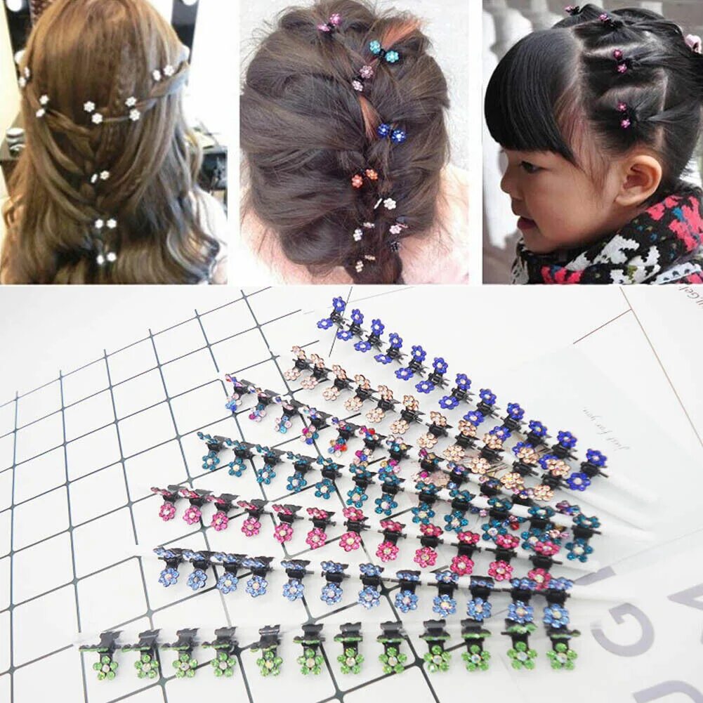 Прически с мини крабиками для девочки 1Pcs Mini Crystal Flowers Metal Hair Claws Hair Clip Girls Hair Styling Hairpin 