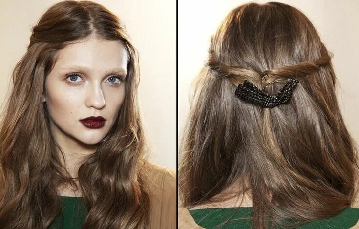 Прически с невидимками распущенные длинные волосы Gucci fall 2012 hairstyle Peinados, Peinados retorcidos, Ideas de cabello largo