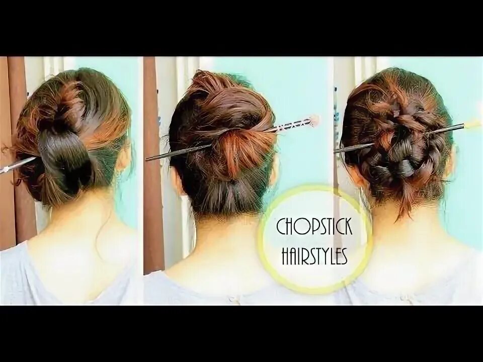 Прически с палочками на короткие волосы 2 MESSY BUNS for oily hair//Easy Hairstyles for long hair for college/work// DEE