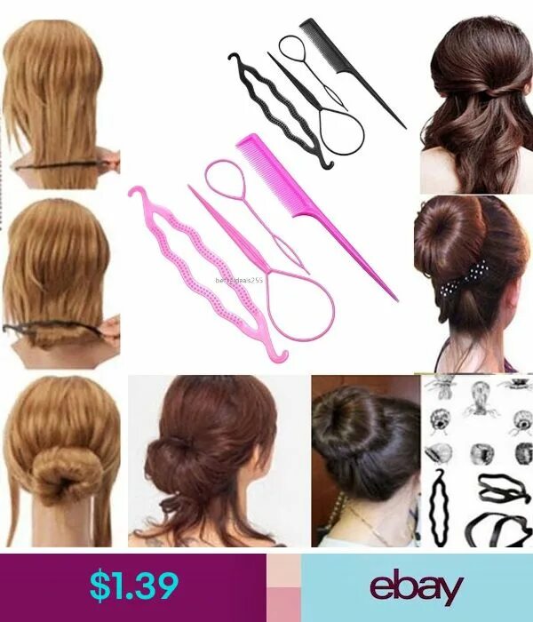 Прически с петлей для волос Hair Accessories #ebay #Clothing, Shoes, Accessories Hair braiding tool, Bun mak