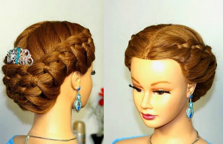 Прически с плетением на длинные волосы Braided updo, hairstyles for medium long hair. Плетение косичек. Прическа на дли