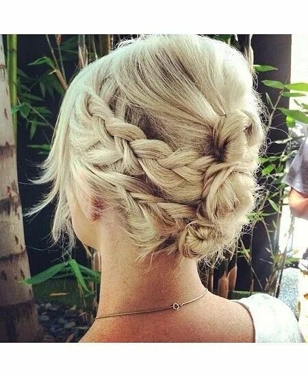 Прически с плетением на короткие 12 Short Updo Hairstyles Ideas: Anyone Can Do - PoP Haircuts Short hair updo, Br