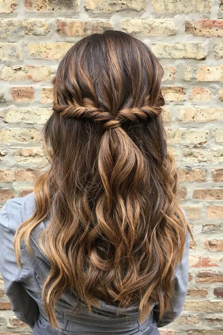 Прически с полураспущенными волосами в школу cute + easy half up half down hairstyle with waves + twists hair by goldplaited 