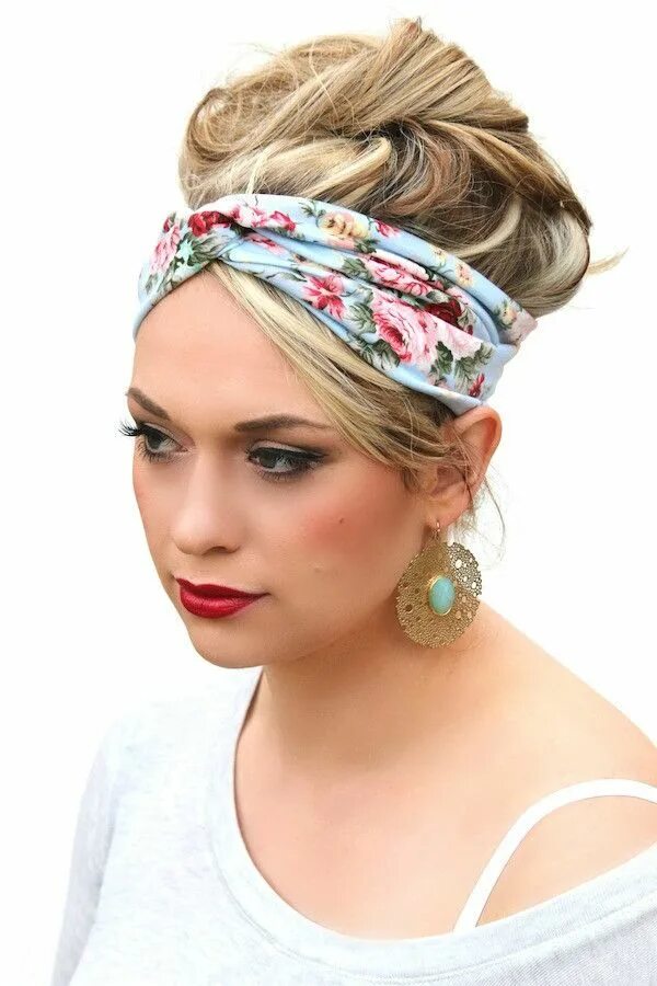 Прически с повязкой на голове 2024 Cotton Twist Headbands Floral Designs Cute headband hairstyles, Headband hairsty