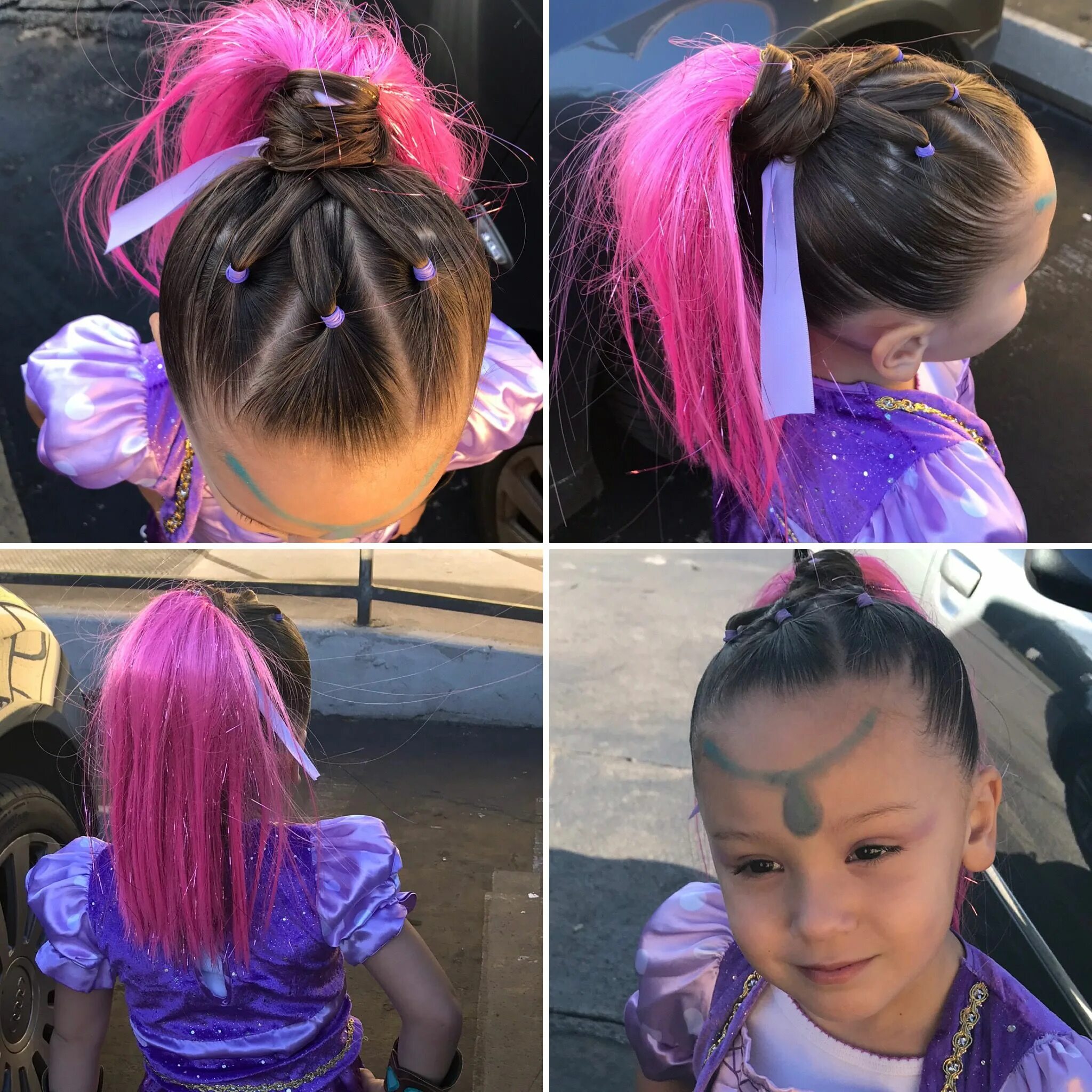 Прически с прядками для девочек Shimmer & Shine hairstyle!! High ponytail with pink extensions. Hair shows, Hair