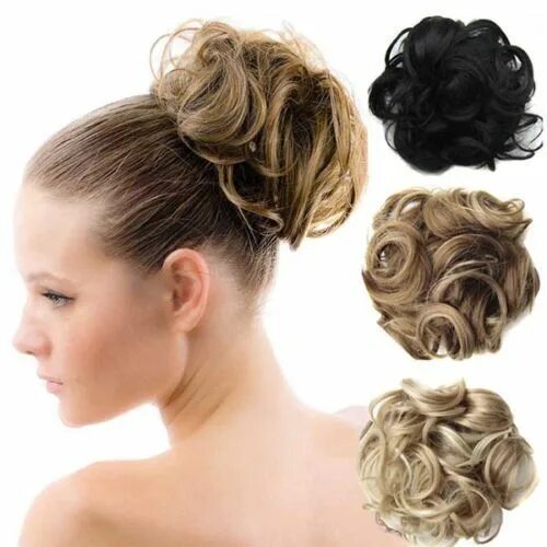 Прически с резинкой для волос 100% Real Natural Curly Messy Bun Hair Piece Scrunchie New Hair Extension US HCY