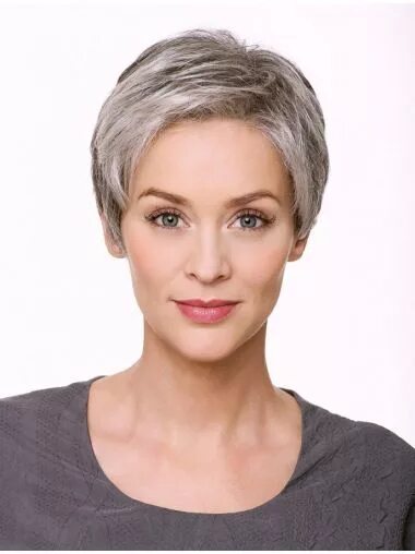 Прически с седыми волосами для женщин Cropped Monofilament 5" Synthetic Grey Wigs Wig hairstyles, Grey wig, Wigs