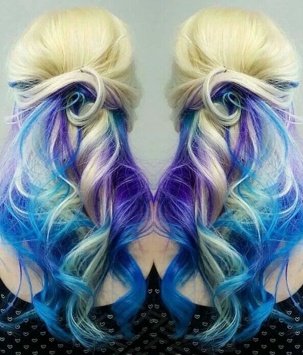 Прически с цветными волосами Blonde purple blue dyed hair color @shearcraft Hair dye colors, Mermaid hair, Br