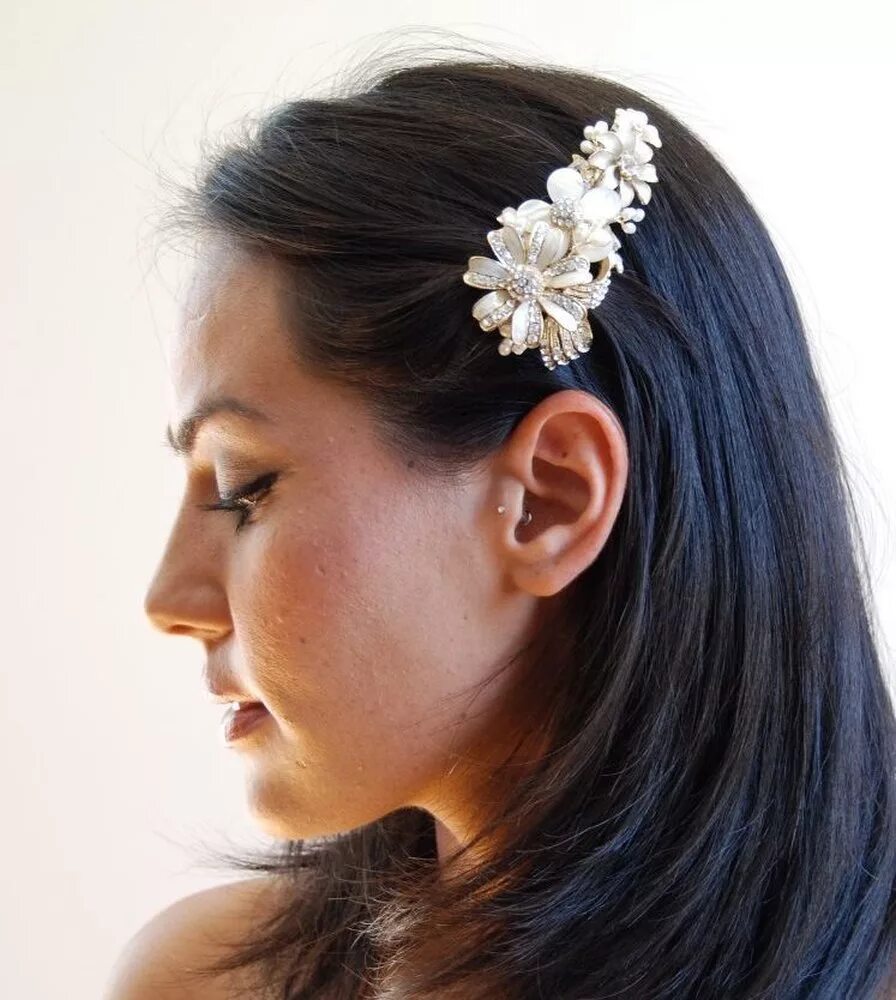 Gold Rhinestone & Crystal Hair Vine Comb "Elke" Gold bridal hair accessories, Ha