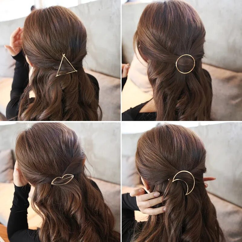 Прически с заколкой зажимом на длинные волосы 2017 New Brand Hairpins Star Moon Triangle Hair Pin Fine Jewelry Hairgrips Hair 